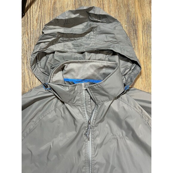 LL Bean Jacket Mens XL Gray Trail Model Rain Coat Full Zip Hooded - Picture 2 of 10